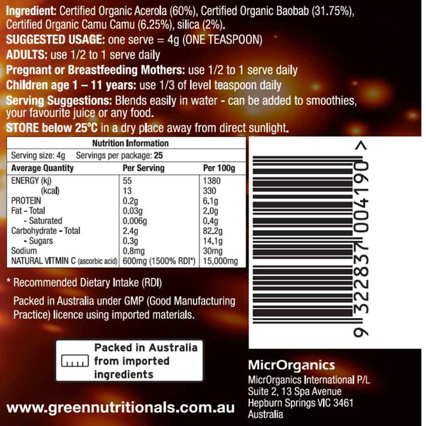 Green Nutritionals Vitamin C 100g
