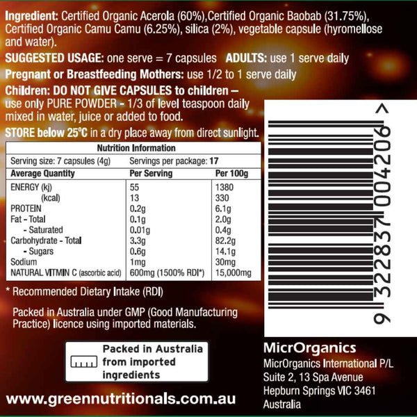 Green Nutritionals Vitamin C 120 capsules